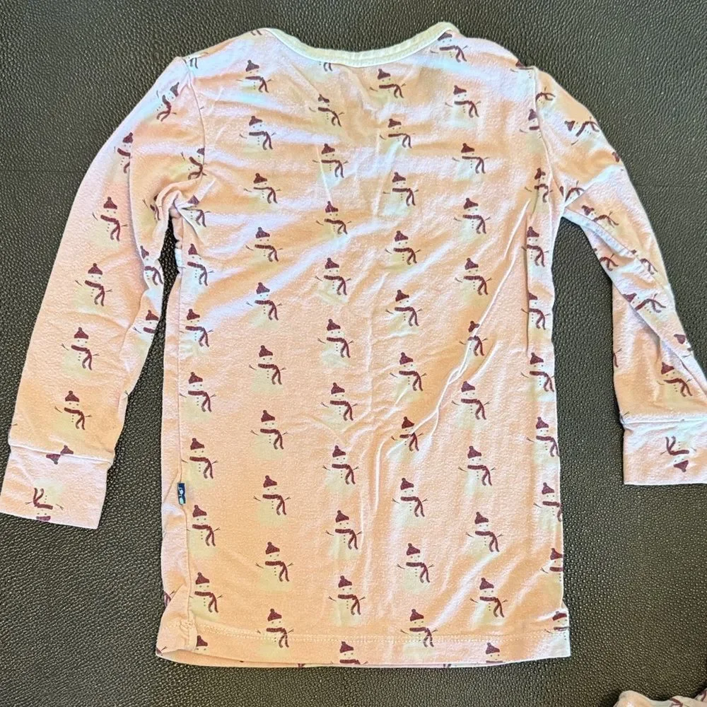 Kickee Pants Light Pink Snow man Pajama Set size 4T